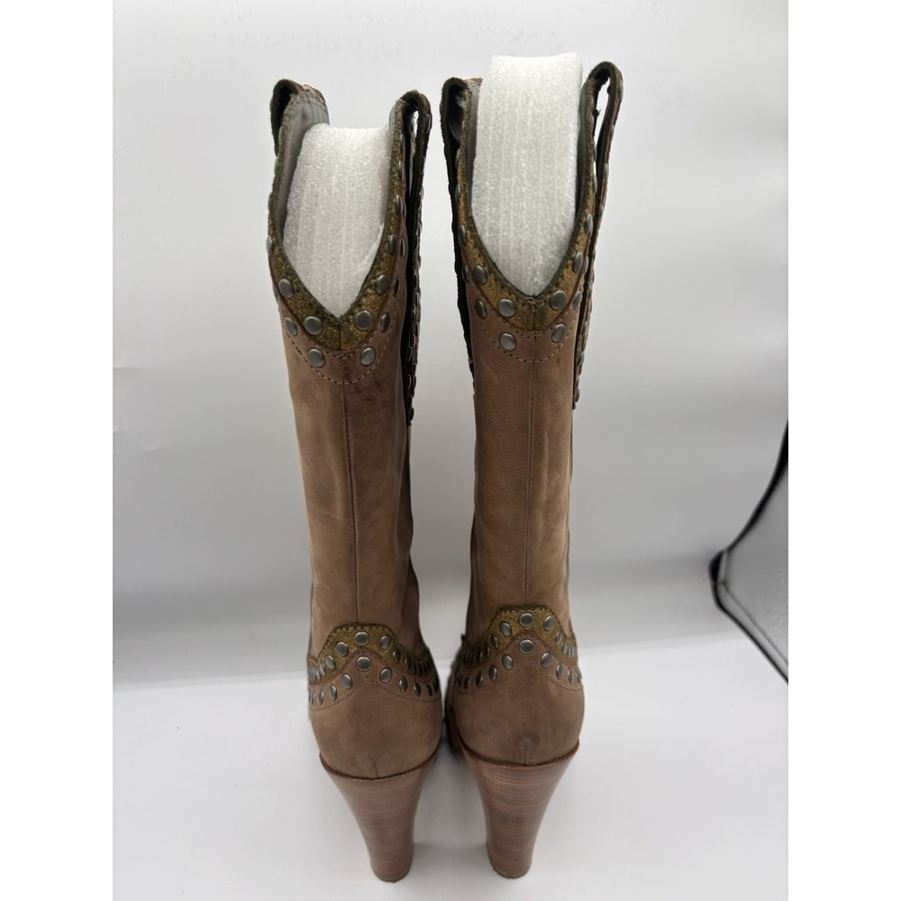 G Series Cole Haan Studded Pointed Toe Western Boots Brown Gold Glendo Boot 6.5B - Picture 11 of 14